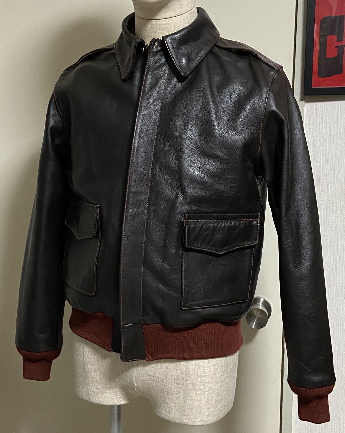 在庫特価NMAWKHJ12130 AEROLEATHER エアロレザー エルビス ホースハイド ダブルライダースジャケット 38 黒 エアロレザー